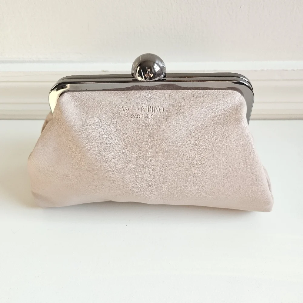 New Valentino Valentina Parfums Leather Cosmetic Makeup Clutch Purse Handbag